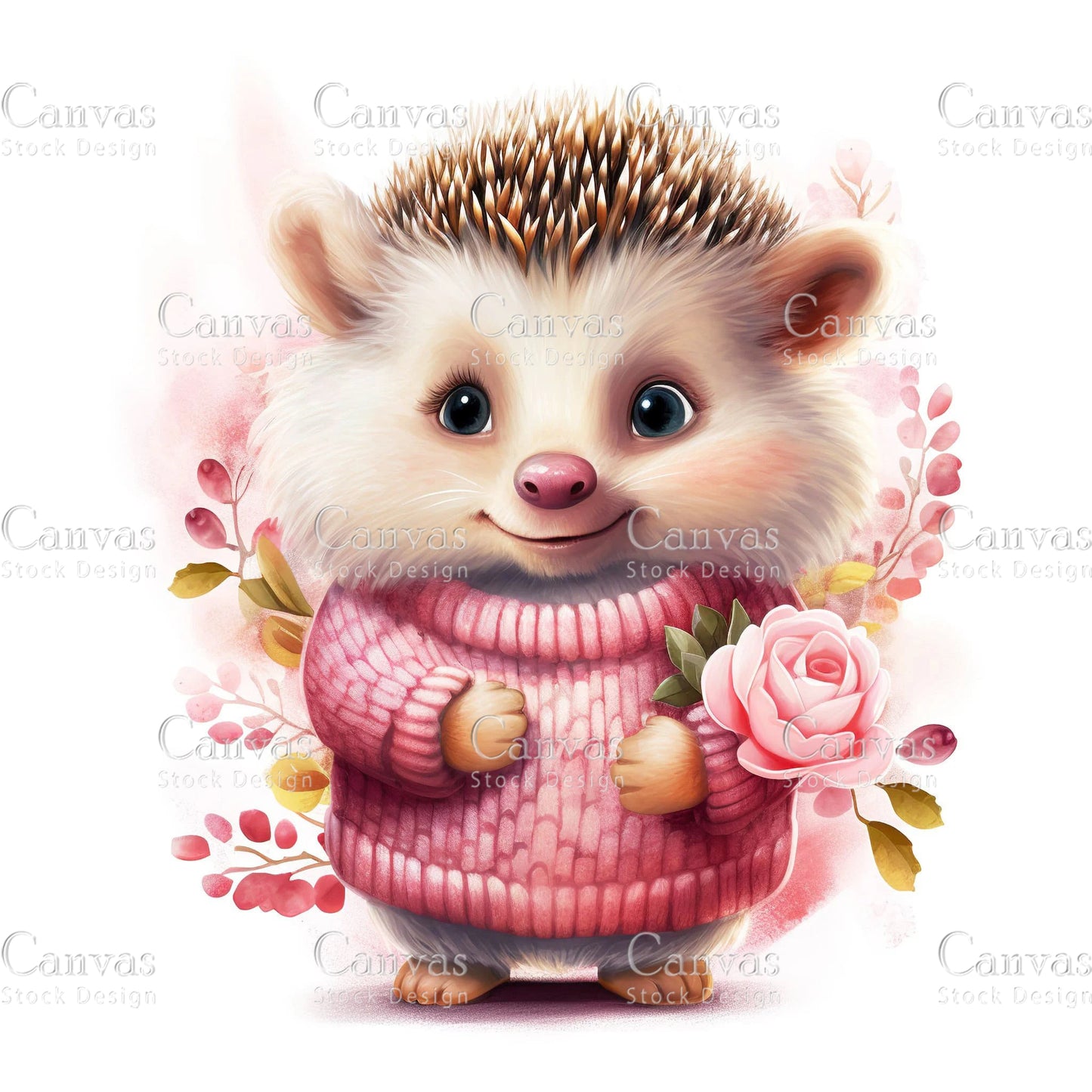 Watercolor hedgehog clipart, Spring clipart, Animal clipart, Valentines clipart, Woodland animal clipart, Valentine printable