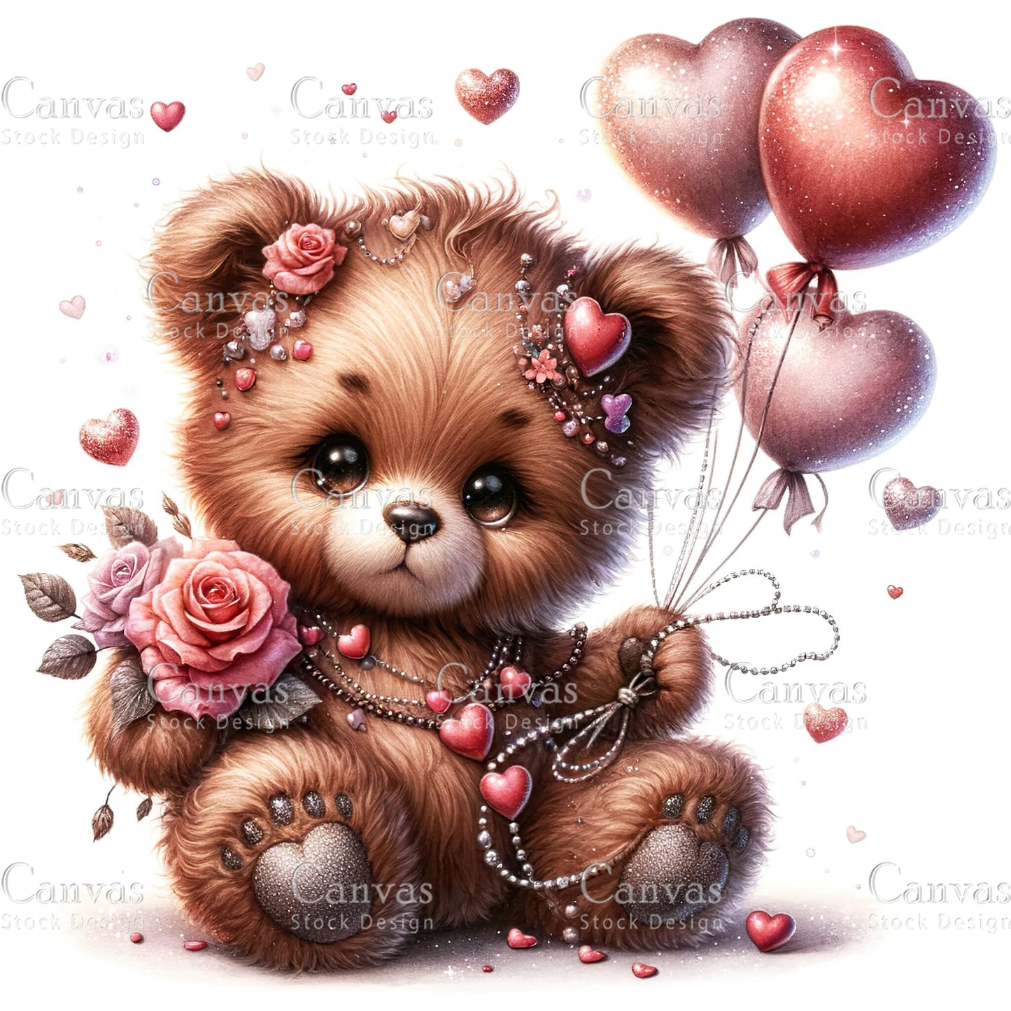 Watercolor teddy bear clipart, Spring clipart, Valentines clipart, Woodland animal clipart, Valentine printable, Valentines crafts