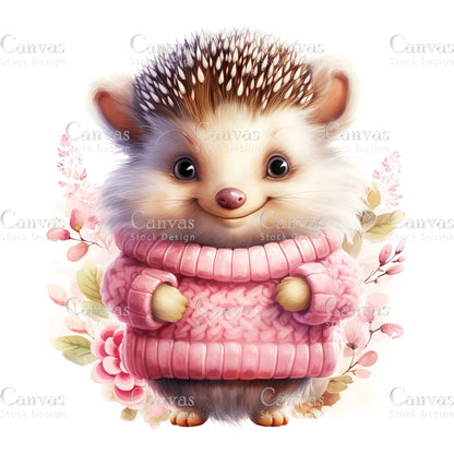 Watercolor hedgehog clipart, Spring clipart, Animal clipart, Valentines clipart, Woodland animal clipart, Valentine printable