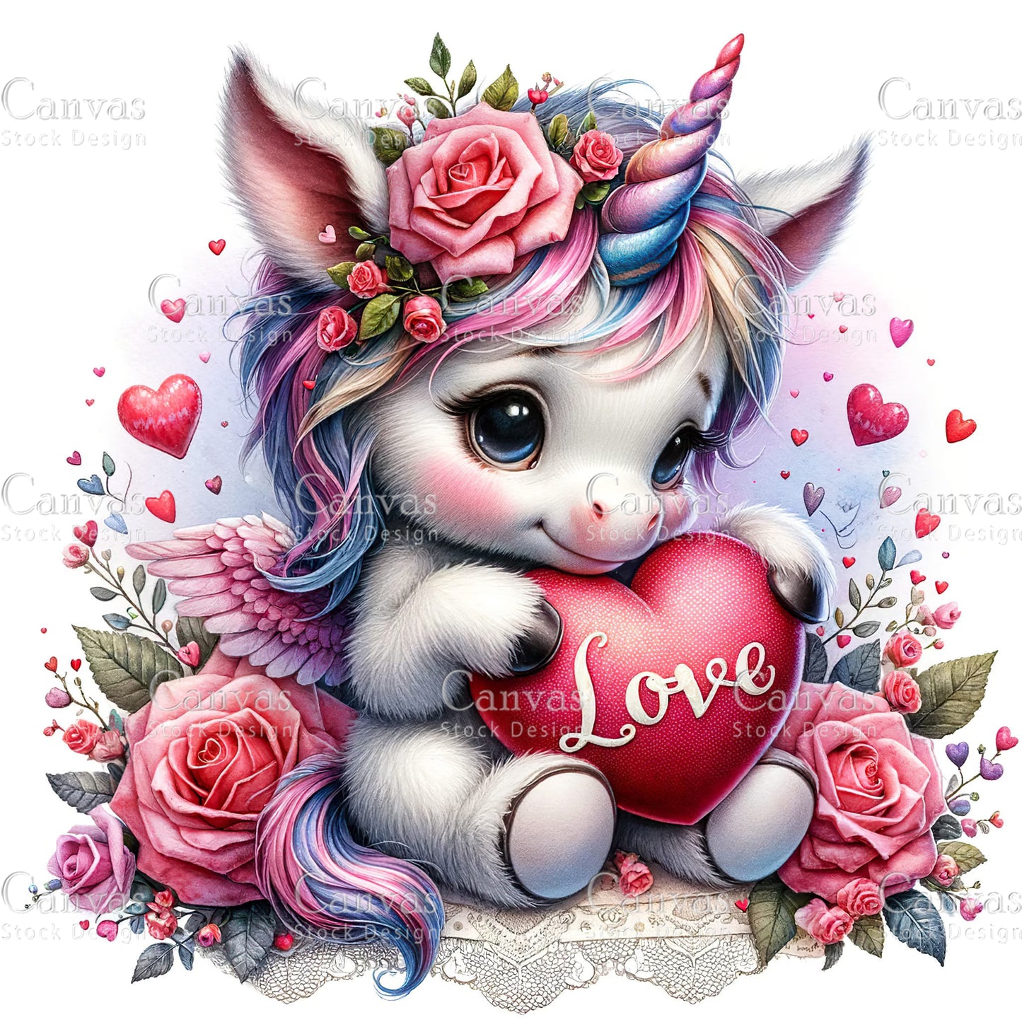 Watercolor animal valentines clipart, Cute unicorn clipart, Spring clipart, Valentines clipart, Woodland animal, Valentine printable