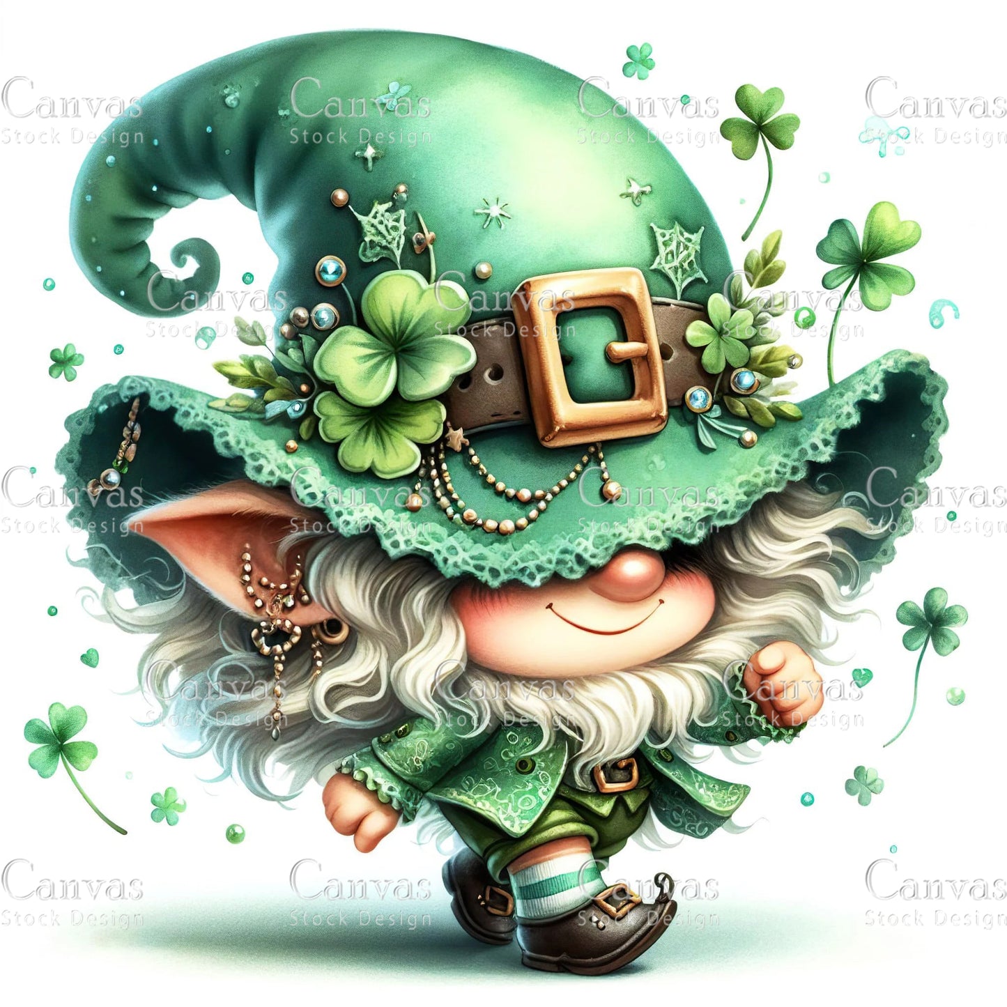 Watercolor St. Patrick's Day gnome, Spring clipart, Watercolour clipart, St. Patrick's Day printable, St. Patrick's Day crafts