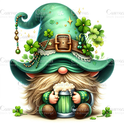 Watercolor St. Patrick's Day gnome, Spring clipart, Watercolour clipart, St. Patrick's Day printable, St. Patrick's Day crafts