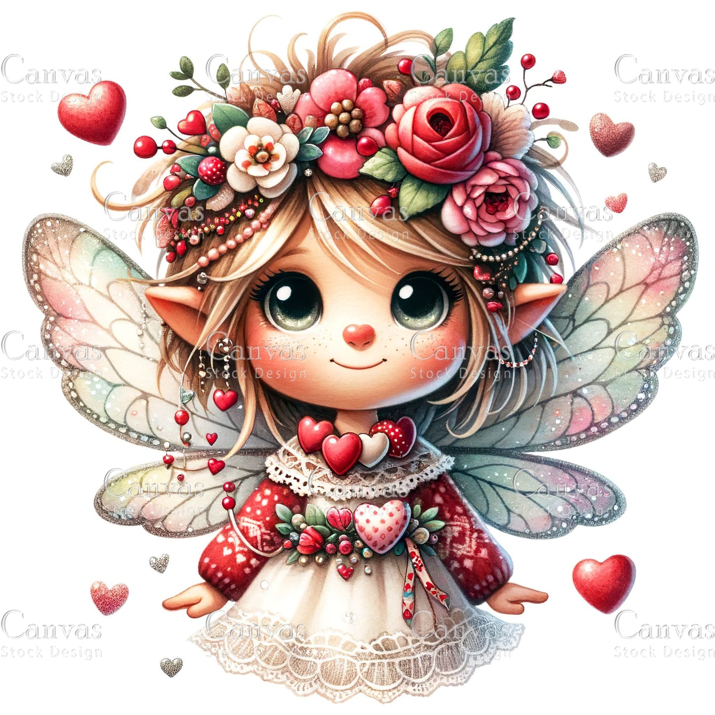 Watercolor Valentines fairy clipart, Spring clipart, Fairy printables, Fantasy clipart, Valentines crafts, Valentines clipart