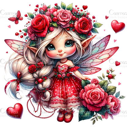 Watercolor Valentines fairy clipart, Spring clipart, Fairy printables, Fantasy clipart, Valentines crafts, Valentines clipart