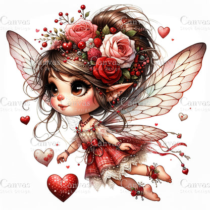 Watercolor Valentines fairy clipart, Spring clipart, Fairy printables, Fantasy clipart, Valentines crafts, Valentines clipart