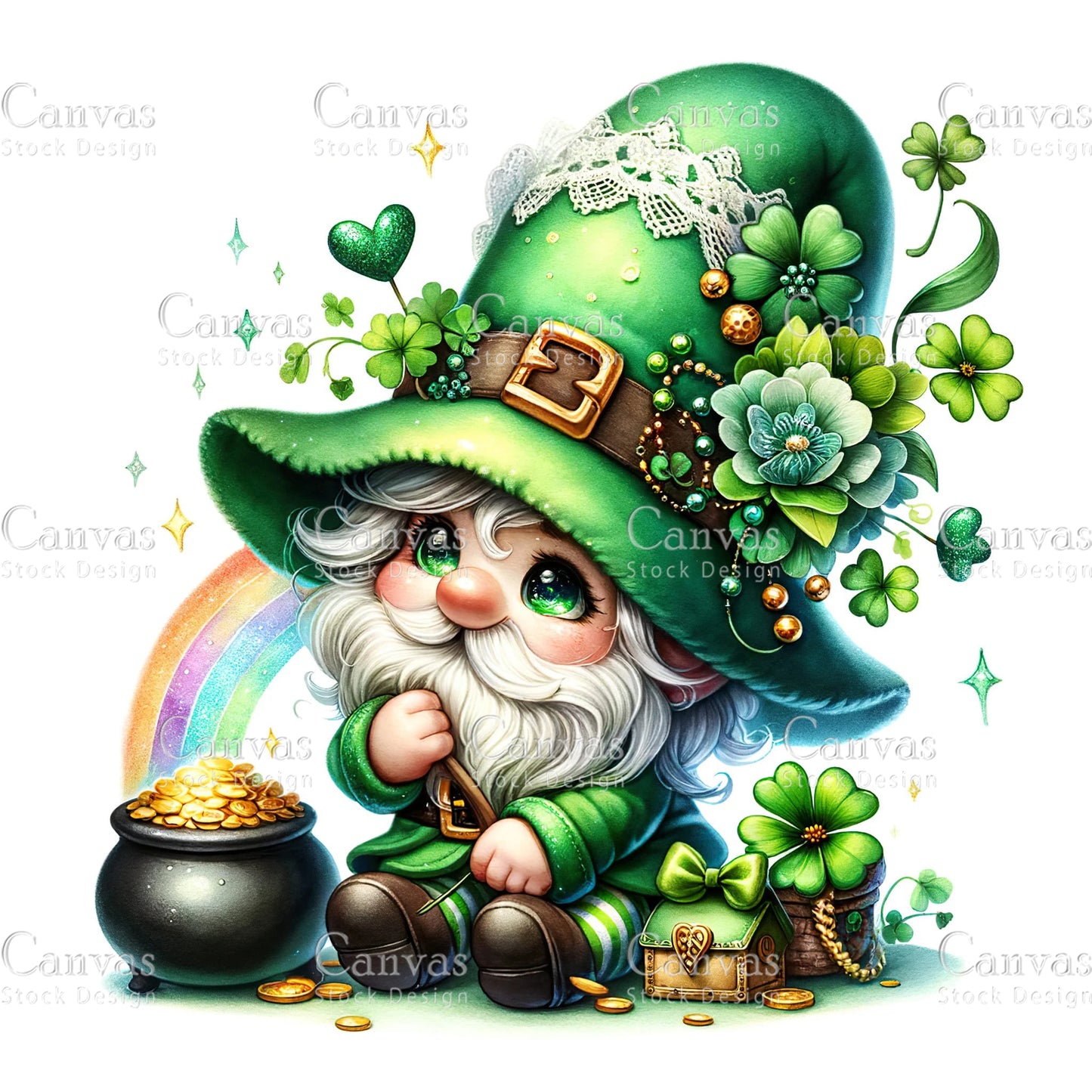 Watercolor St. Patrick's Day gnome, Spring clipart, Watercolour clipart, St. Patrick's Day printable, St. Patrick's Day crafts