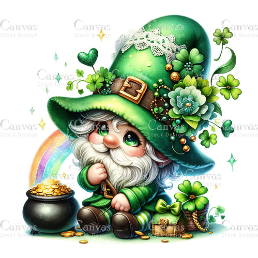 Watercolor St. Patrick's Day gnome, Spring clipart, Watercolour clipart, St. Patrick's Day printable, St. Patrick's Day crafts