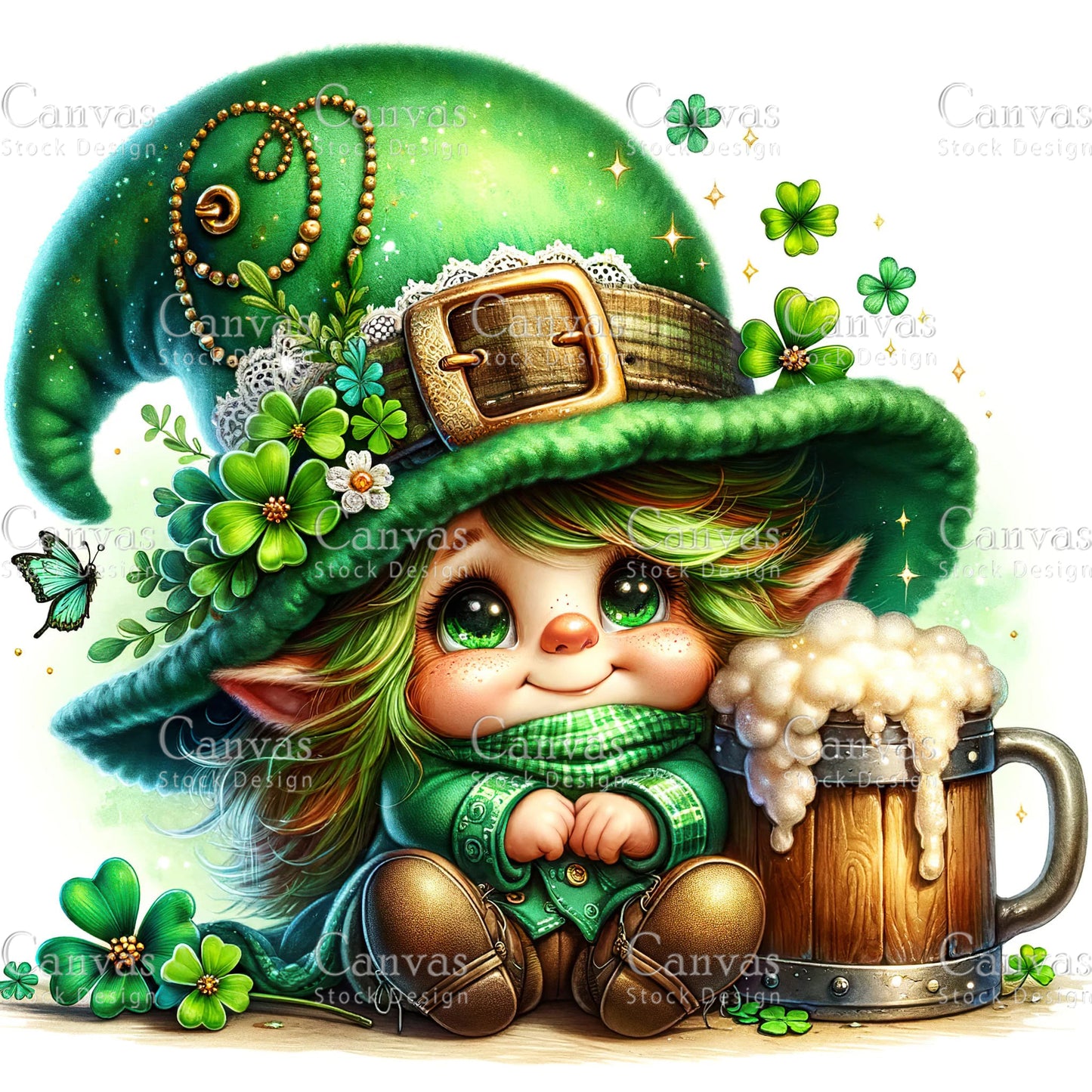 Watercolor St. Patrick's Day gnome, Spring clipart, Watercolour clipart, St. Patrick's Day printable, St. Patrick's Day crafts