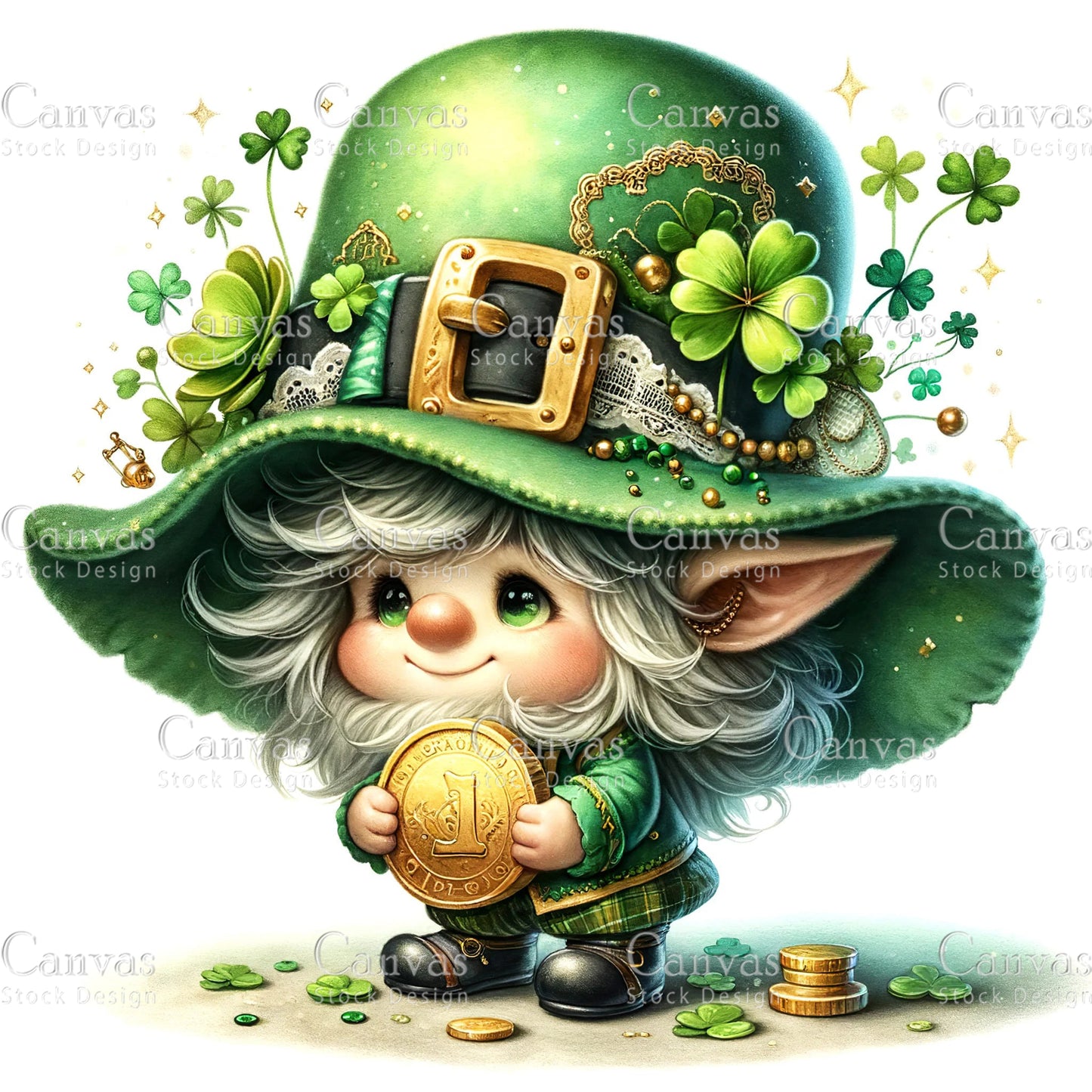 Watercolor St. Patrick's Day gnome, Spring clipart, Watercolour clipart, St. Patrick's Day printable, St. Patrick's Day crafts