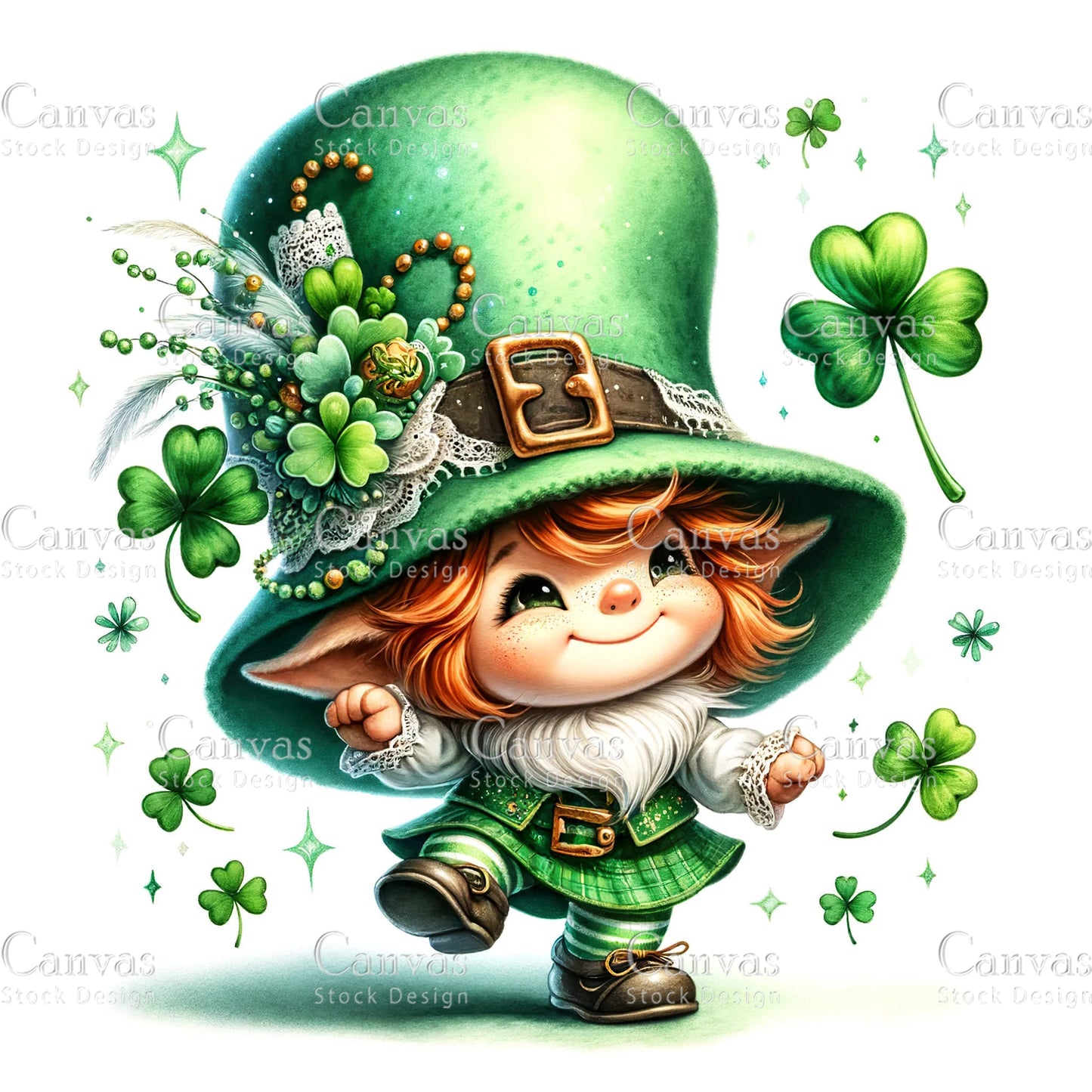 Watercolor St. Patrick's Day gnome, Spring clipart, Watercolour clipart, St. Patrick's Day printable, St. Patrick's Day crafts