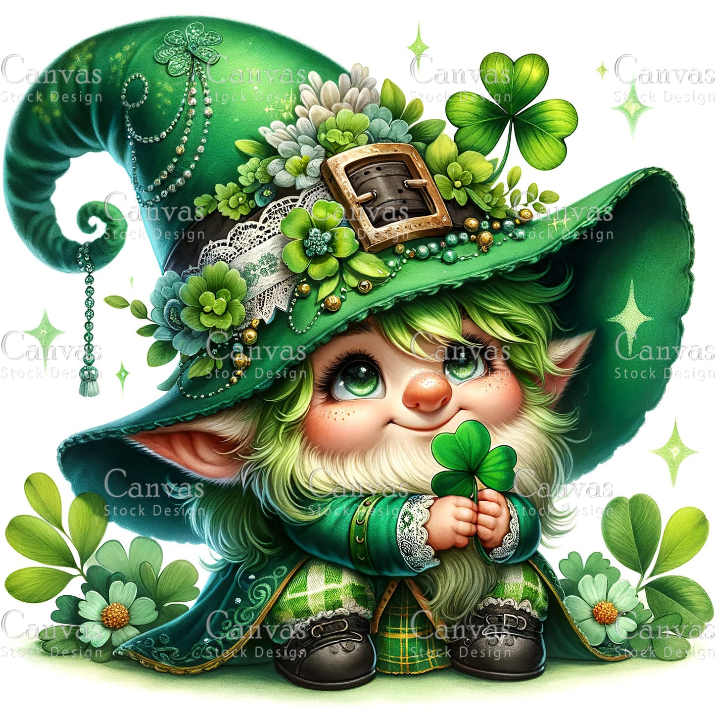 Watercolor St. Patrick's Day gnome, Spring clipart, Watercolour clipart, St. Patrick's Day printable, St. Patrick's Day crafts