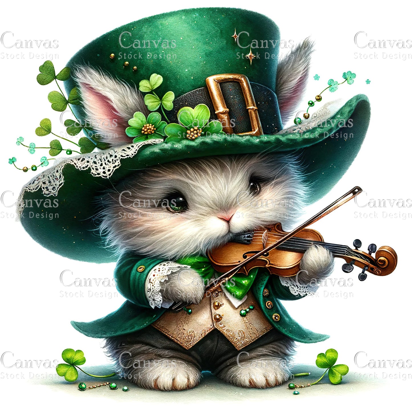 Watercolor St. Patrick's Day bunny , Watercolor animal, Woodland animal, St. Patrick's Day printable, St. Patrick's Day crafts