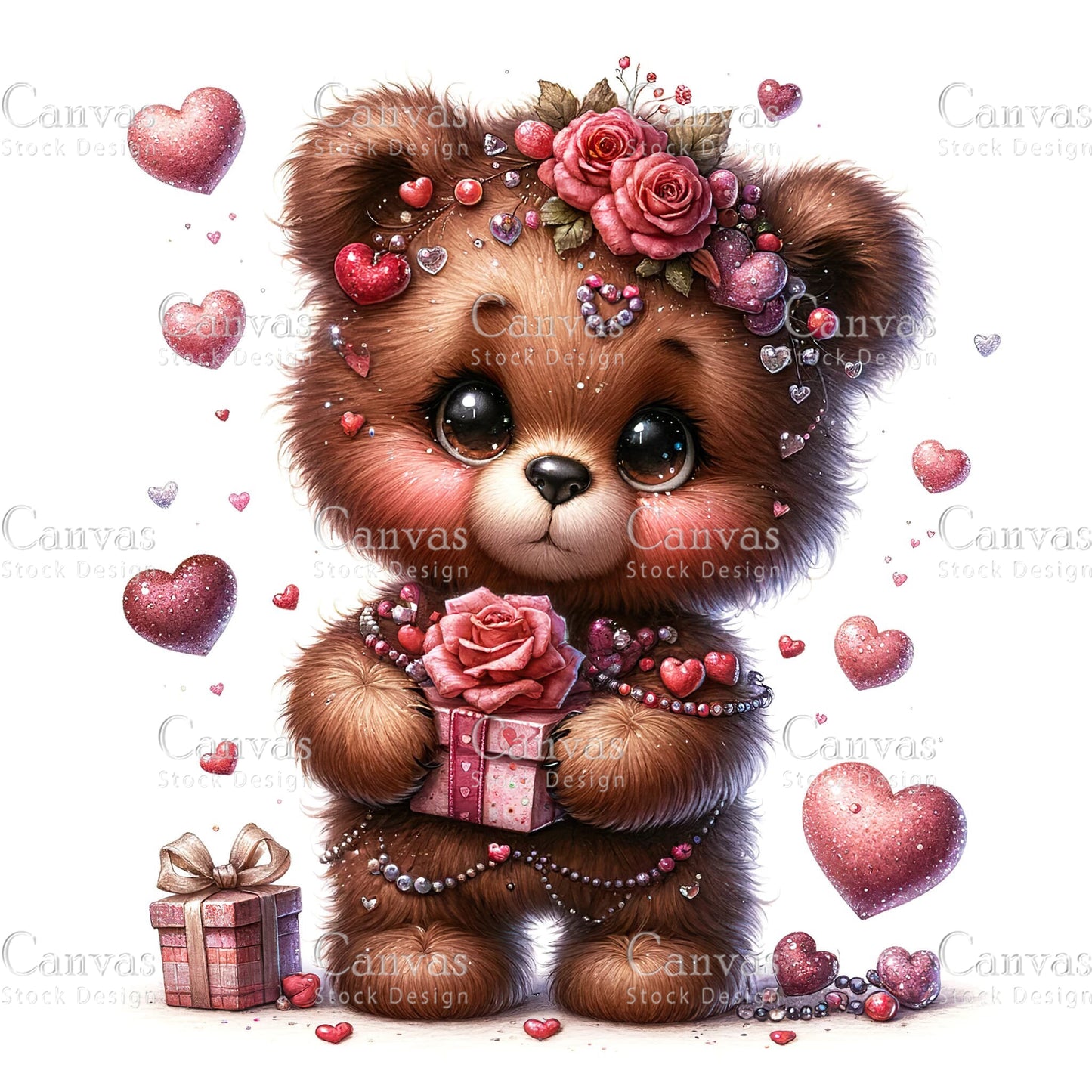 Watercolor teddy bear clipart, Spring clipart, Valentines clipart, Woodland animal clipart, Valentine printable, Valentines crafts