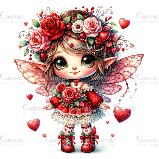 Watercolor Valentines fairy clipart, Spring clipart, Fairy printables, Fantasy clipart, Valentines crafts, Valentines clipart