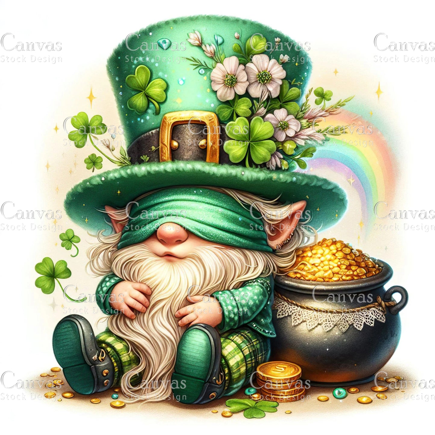 Watercolor St. Patrick's Day gnome, Spring clipart, Watercolour clipart, St. Patrick's Day printable, St. Patrick's Day crafts