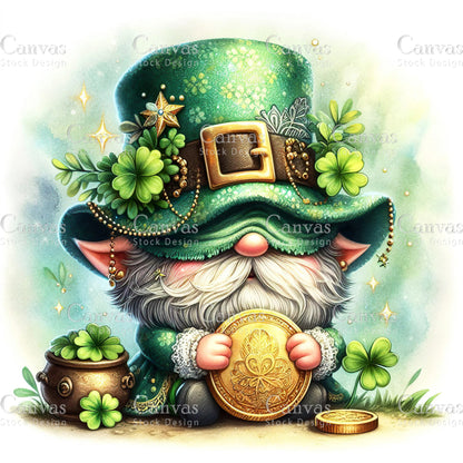 Watercolor St. Patrick's Day gnome, Spring clipart, Watercolour clipart, St. Patrick's Day printable, St. Patrick's Day crafts