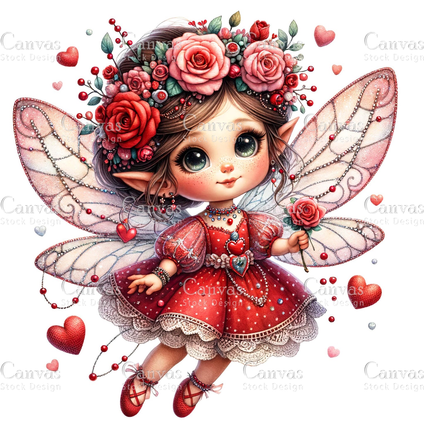 Watercolor Valentines fairy clipart, Spring clipart, Fairy printables, Fantasy clipart, Valentines crafts, Valentines clipart