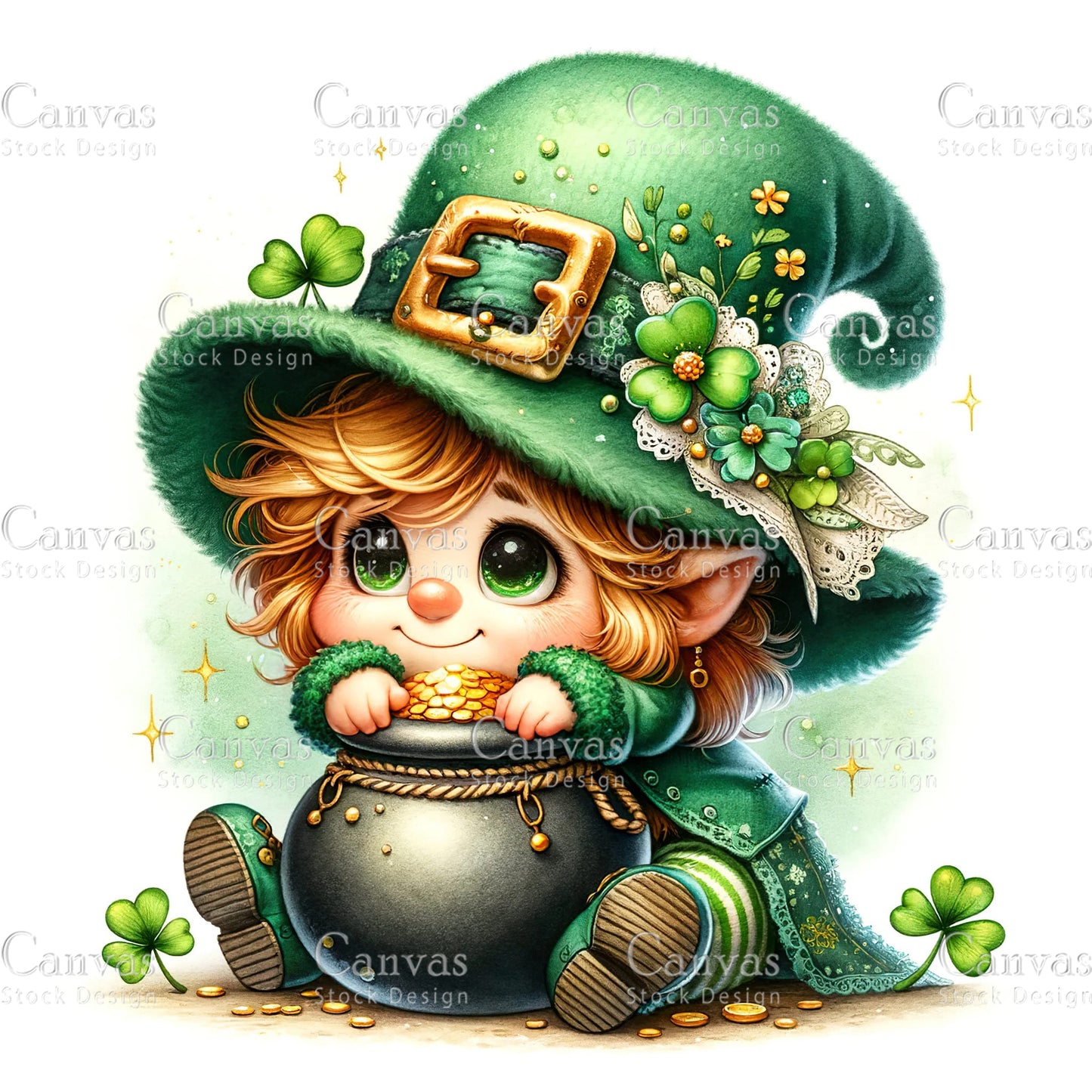 Watercolor St. Patrick's Day gnome, Spring clipart, Watercolour clipart, St. Patrick's Day printable, St. Patrick's Day crafts