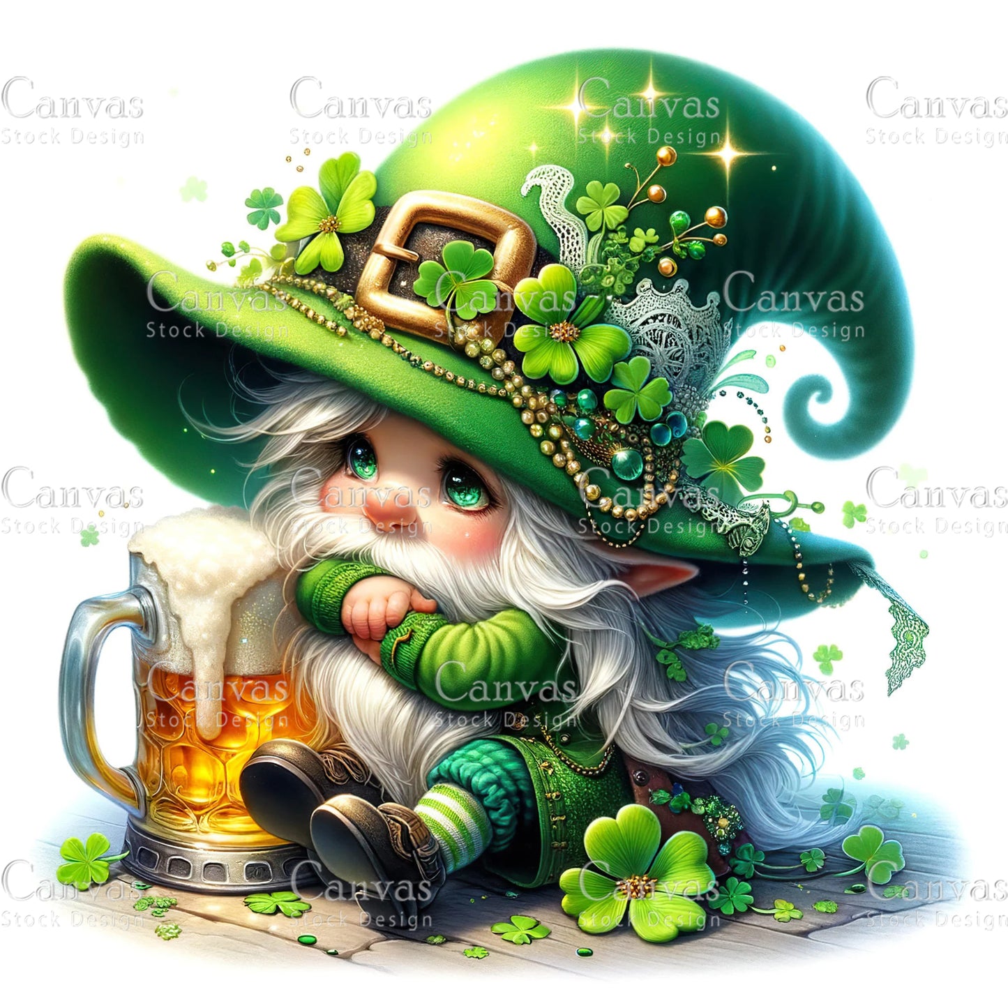 Watercolor St. Patrick's Day gnome, Spring clipart, Watercolour clipart, St. Patrick's Day printable, St. Patrick's Day crafts