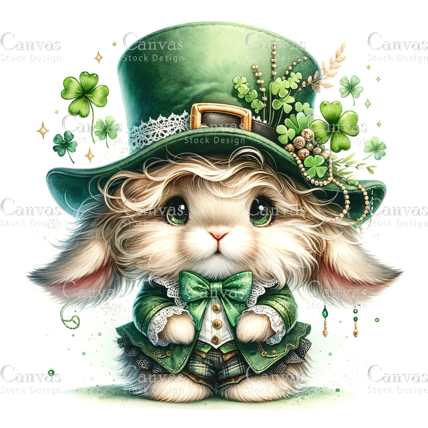 Watercolor St. Patrick's Day bunny , Watercolor animal, Woodland animal, St. Patrick's Day printable, St. Patrick's Day crafts