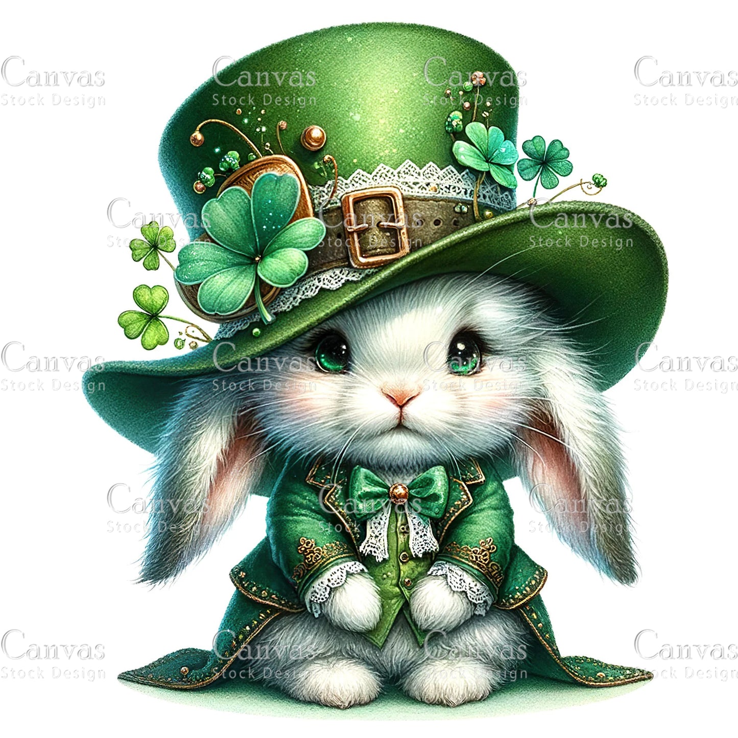 Watercolor St. Patrick's Day bunny , Watercolor animal, Woodland animal, St. Patrick's Day printable, St. Patrick's Day crafts