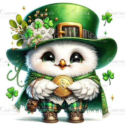 Watercolor St. Patrick's Day owl, Watercolor animal, Woodland animal, St. Patrick's Day printable, St. Patrick's Day crafts