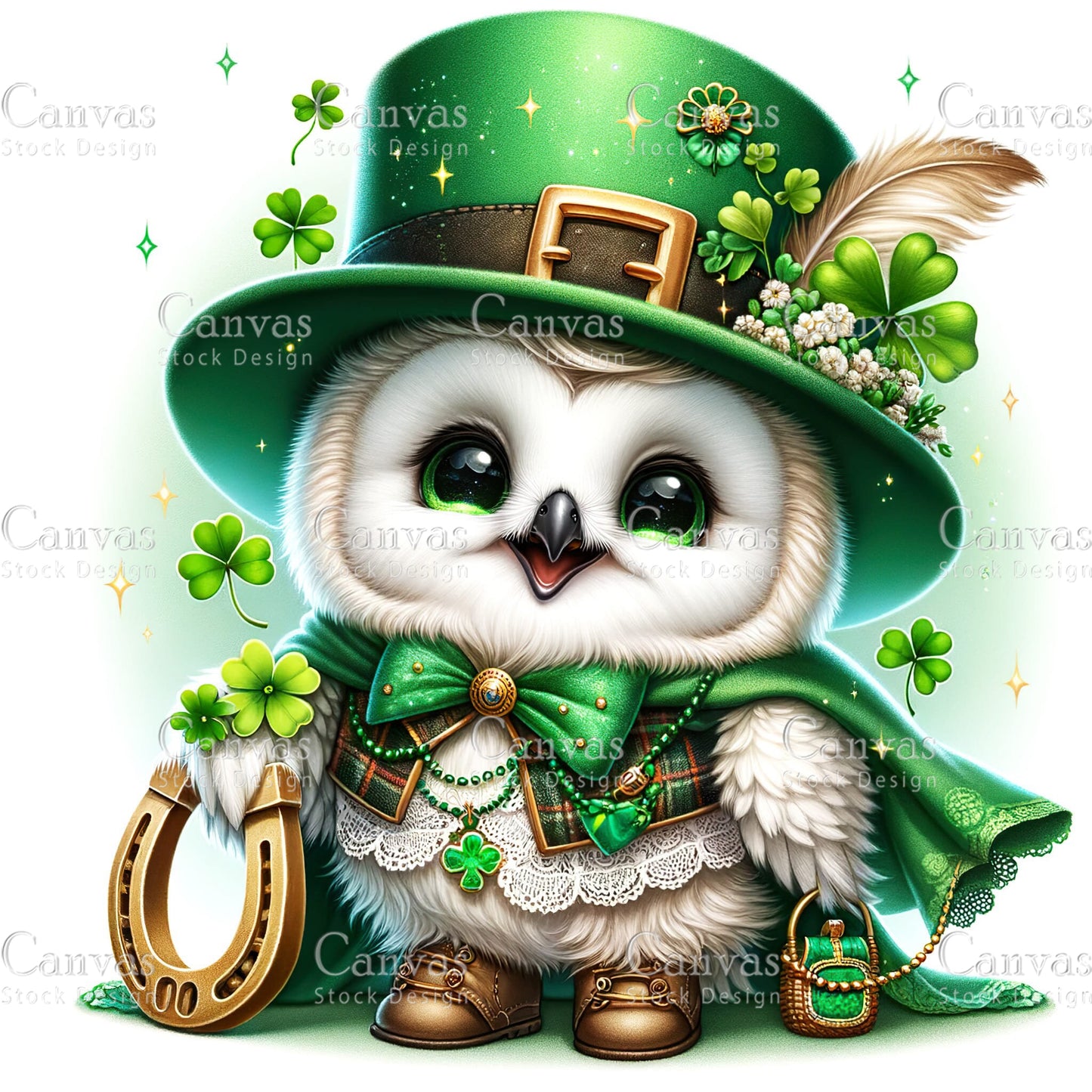 Watercolor St. Patrick's Day owl, Watercolor animal, Woodland animal, St. Patrick's Day printable, St. Patrick's Day crafts