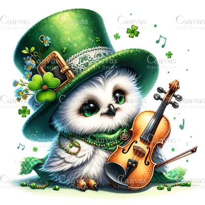 Watercolor St. Patrick's Day owl, Watercolor animal, Woodland animal, St. Patrick's Day printable, St. Patrick's Day crafts