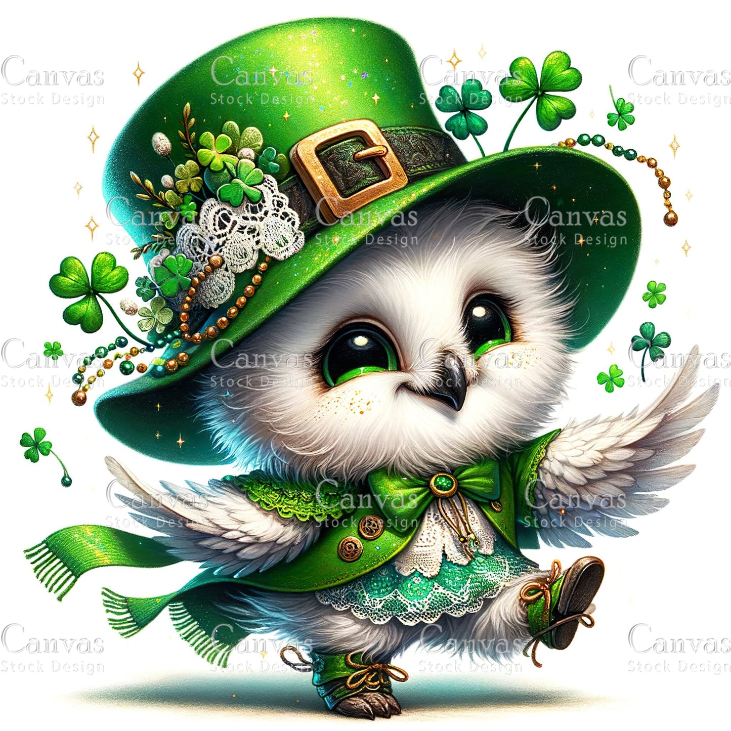 Watercolor St. Patrick's Day owl, Watercolor animal, Woodland animal, St. Patrick's Day printable, St. Patrick's Day crafts