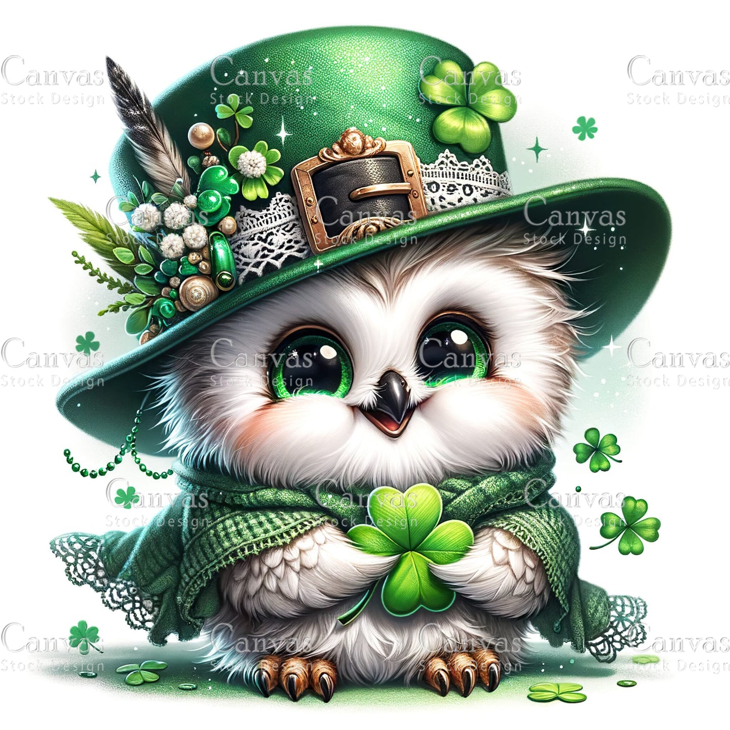 Watercolor St. Patrick's Day owl, Watercolor animal, Woodland animal, St. Patrick's Day printable, St. Patrick's Day crafts