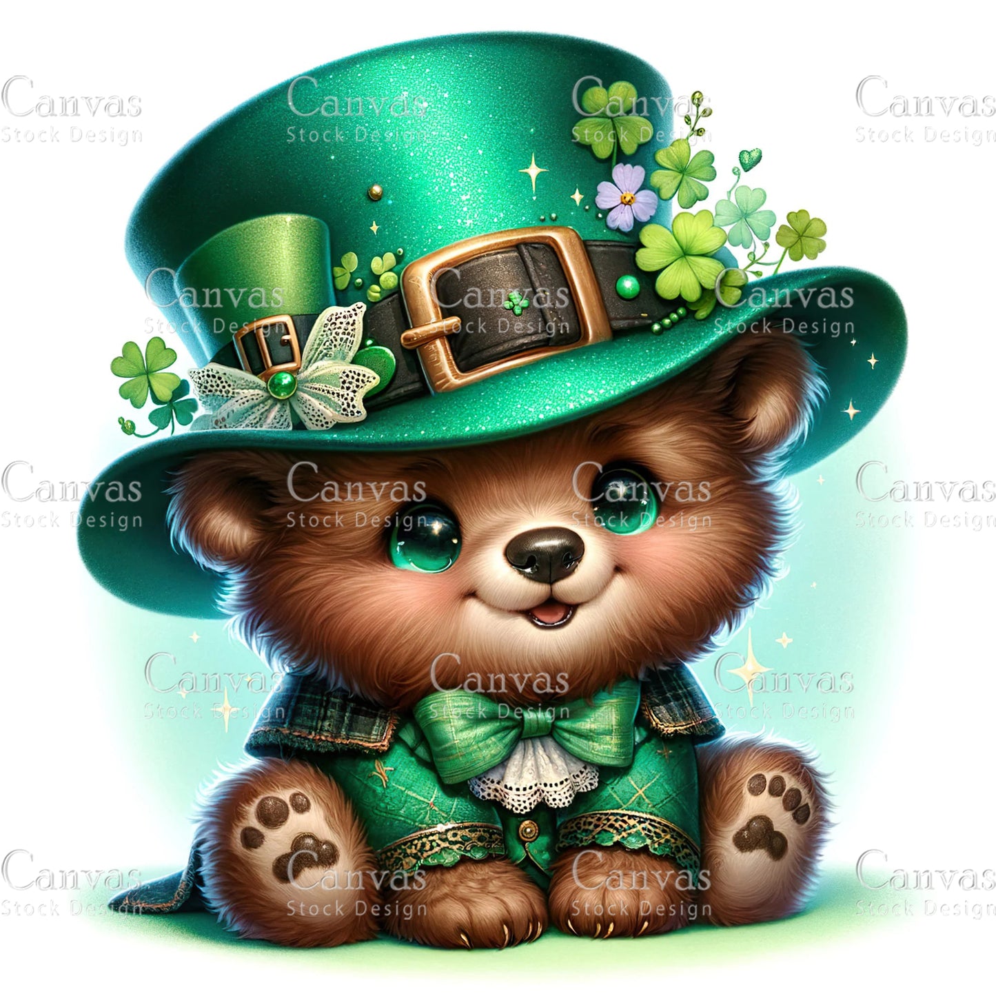 Watercolor St. Patrick's Day bear, Watercolor animal, Woodland animal, St. Patrick's Day printable, St. Patrick's Day crafts