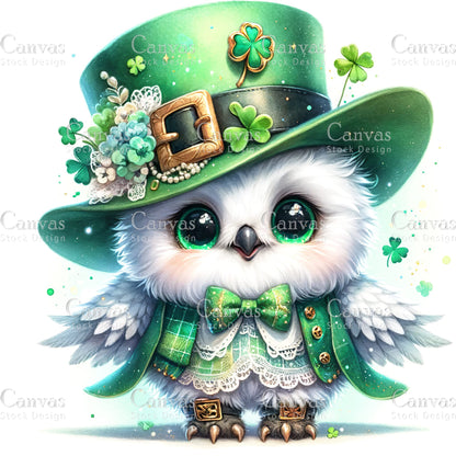 Watercolor St. Patrick's Day owl, Watercolor animal, Woodland animal, St. Patrick's Day printable, St. Patrick's Day crafts