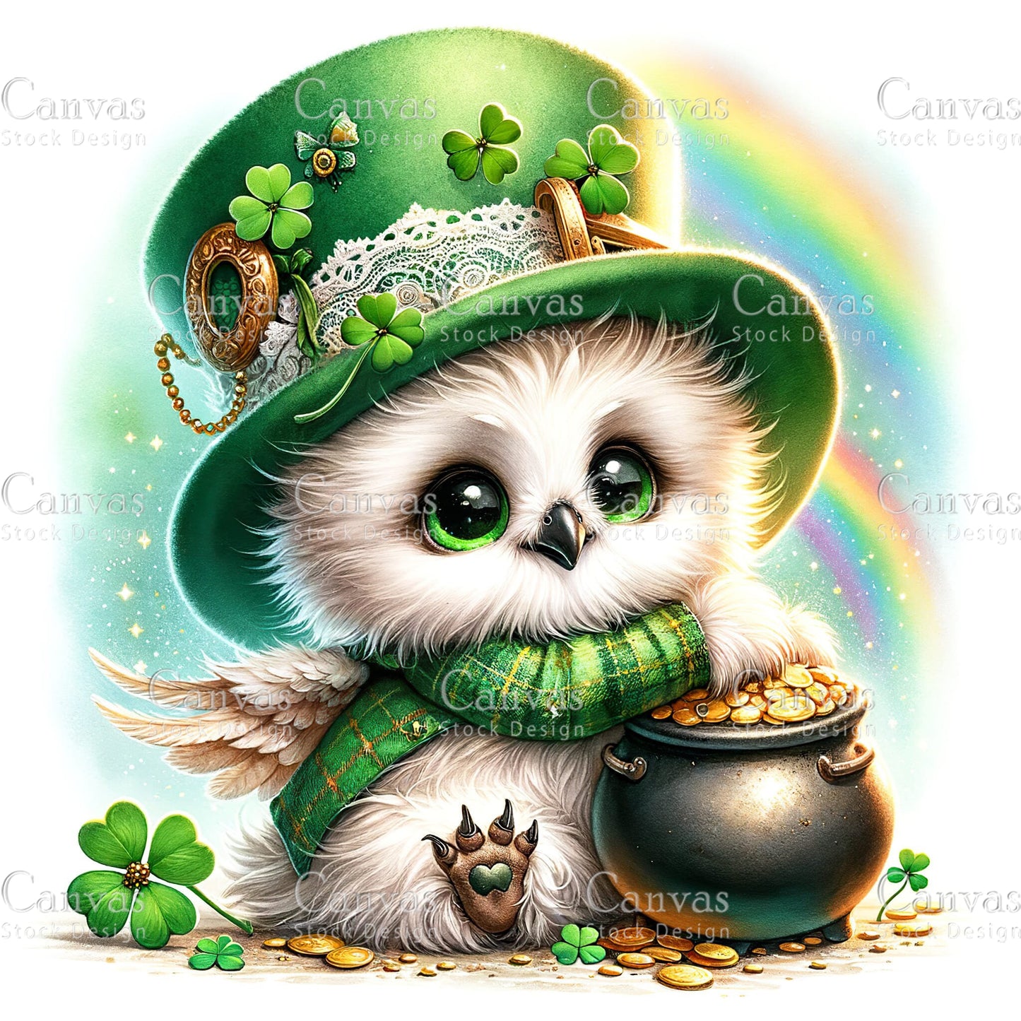 Watercolor St. Patrick's Day owl, Watercolor animal, Woodland animal, St. Patrick's Day printable, St. Patrick's Day crafts