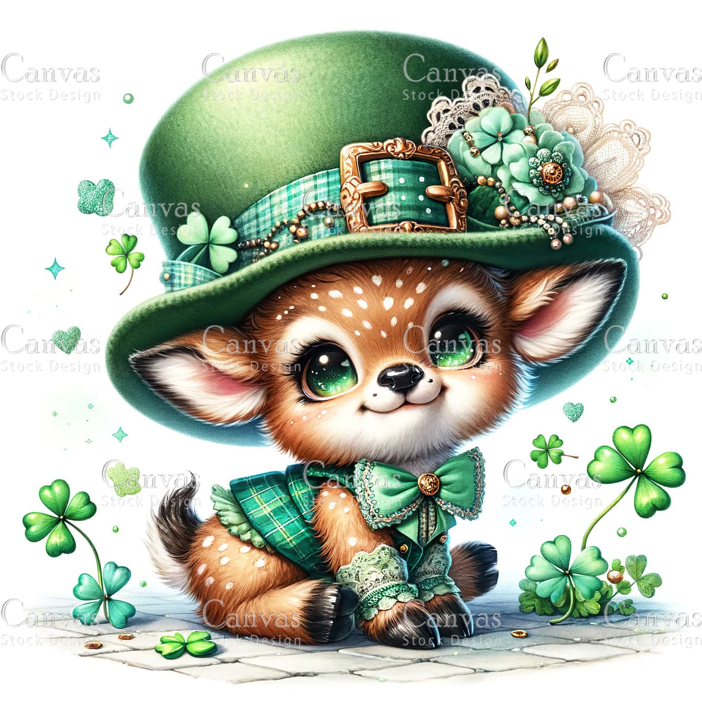 Watercolor St. Patrick's Day deer, Watercolor animal, Woodland animal, St. Patrick's Day printable, St. Patrick's Day crafts