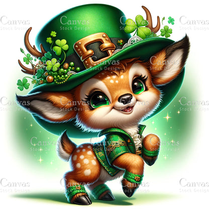 Watercolor St. Patrick's Day deer, Watercolor animal, Woodland animal, St. Patrick's Day printable, St. Patrick's Day crafts