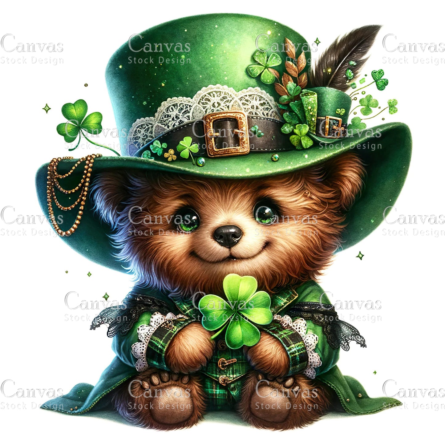 Watercolor St. Patrick's Day bear, Watercolor animal, Woodland animal, St. Patrick's Day printable, St. Patrick's Day crafts