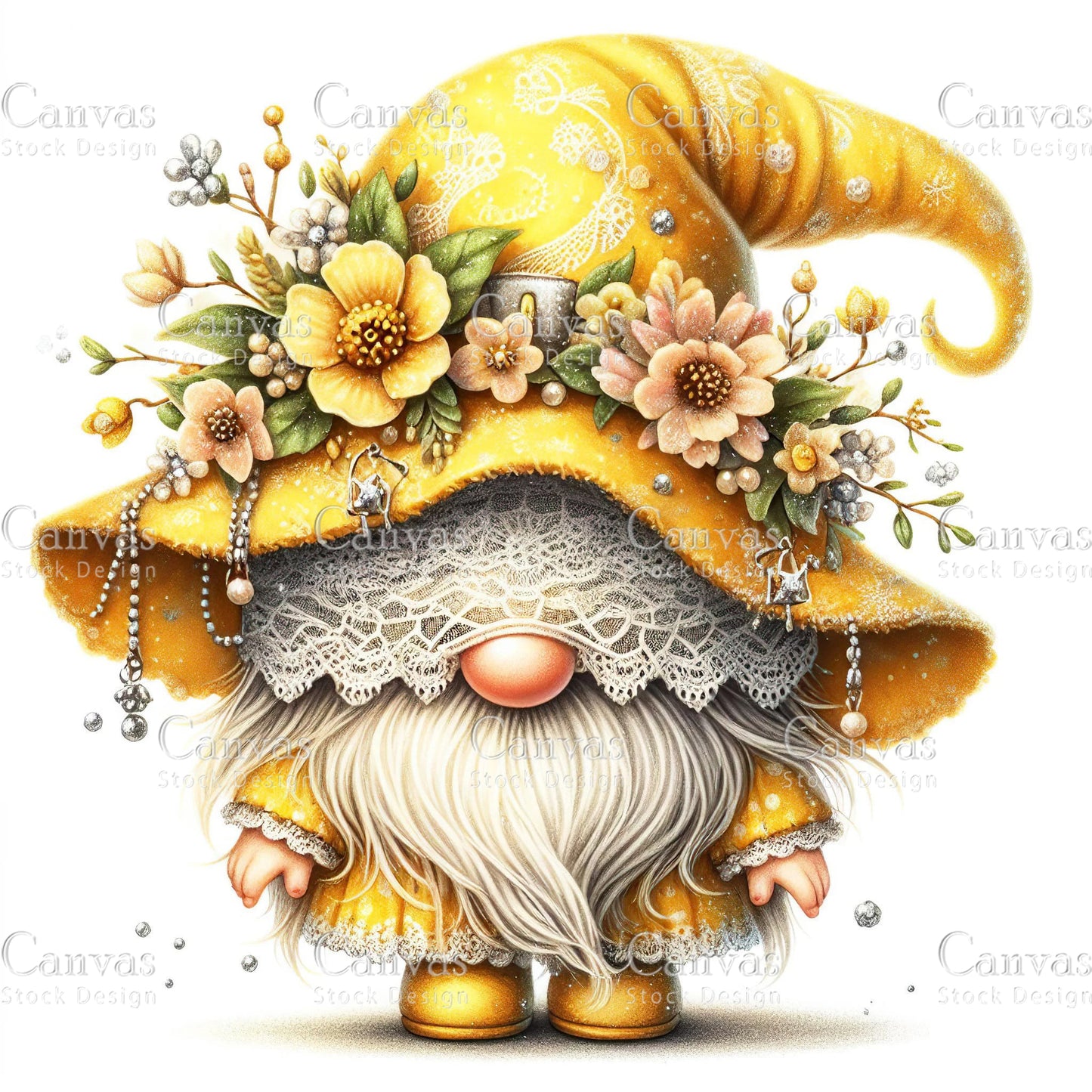 Watercolor Garden Gnome, Spring Gnome, Summer Gnome, Elf Clipart, Spring Clipart, Watercolour Clipart, Fantasy Clipart