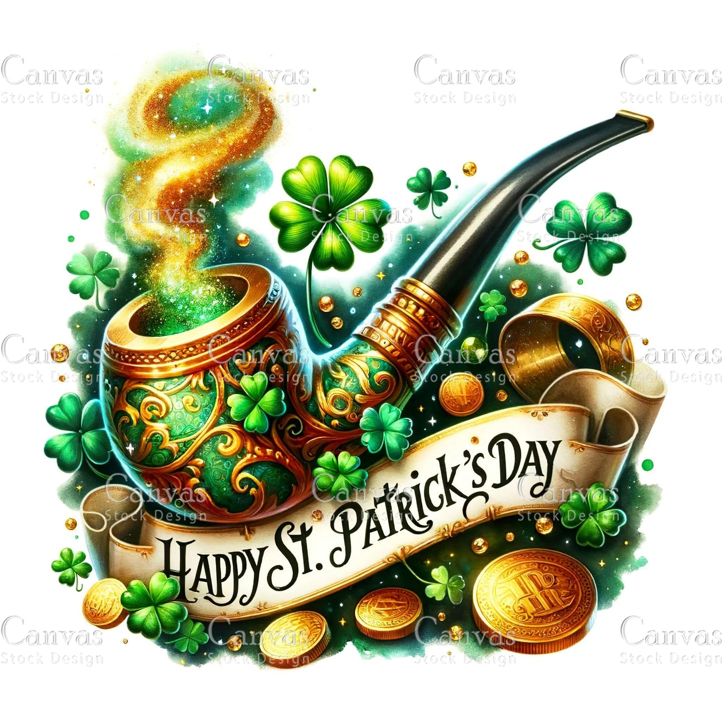 Watercolor St. Patrick's Day, Watercolor clover, Watercolor leprechaun, St. Patrick's Day printable, St. Patrick's Day crafts