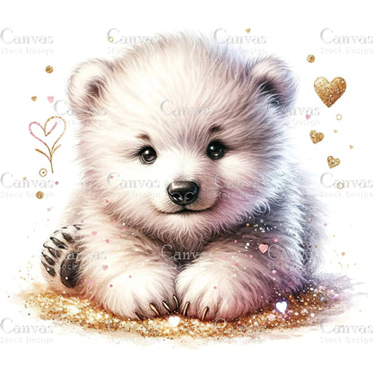 Watercolour Polar Bear, Baby Animals, Animal Clipart, Watercolor Animals, Animal Stickers, Summer Clipart, Fantasy Clipart