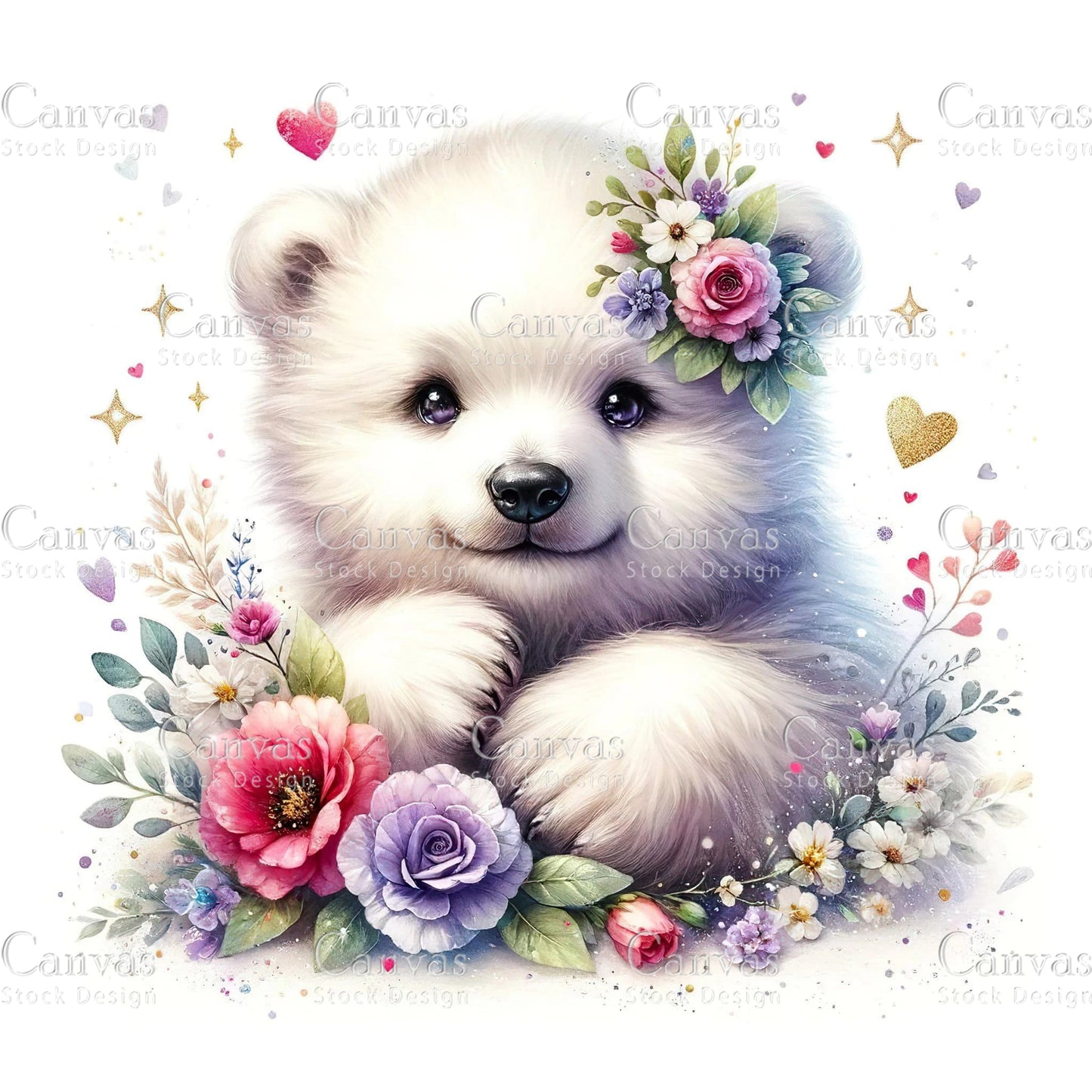 Watercolour Polar Bear, Baby Animals, Animal Clipart, Watercolor Animals, Animal Stickers, Summer Clipart, Fantasy Clipart