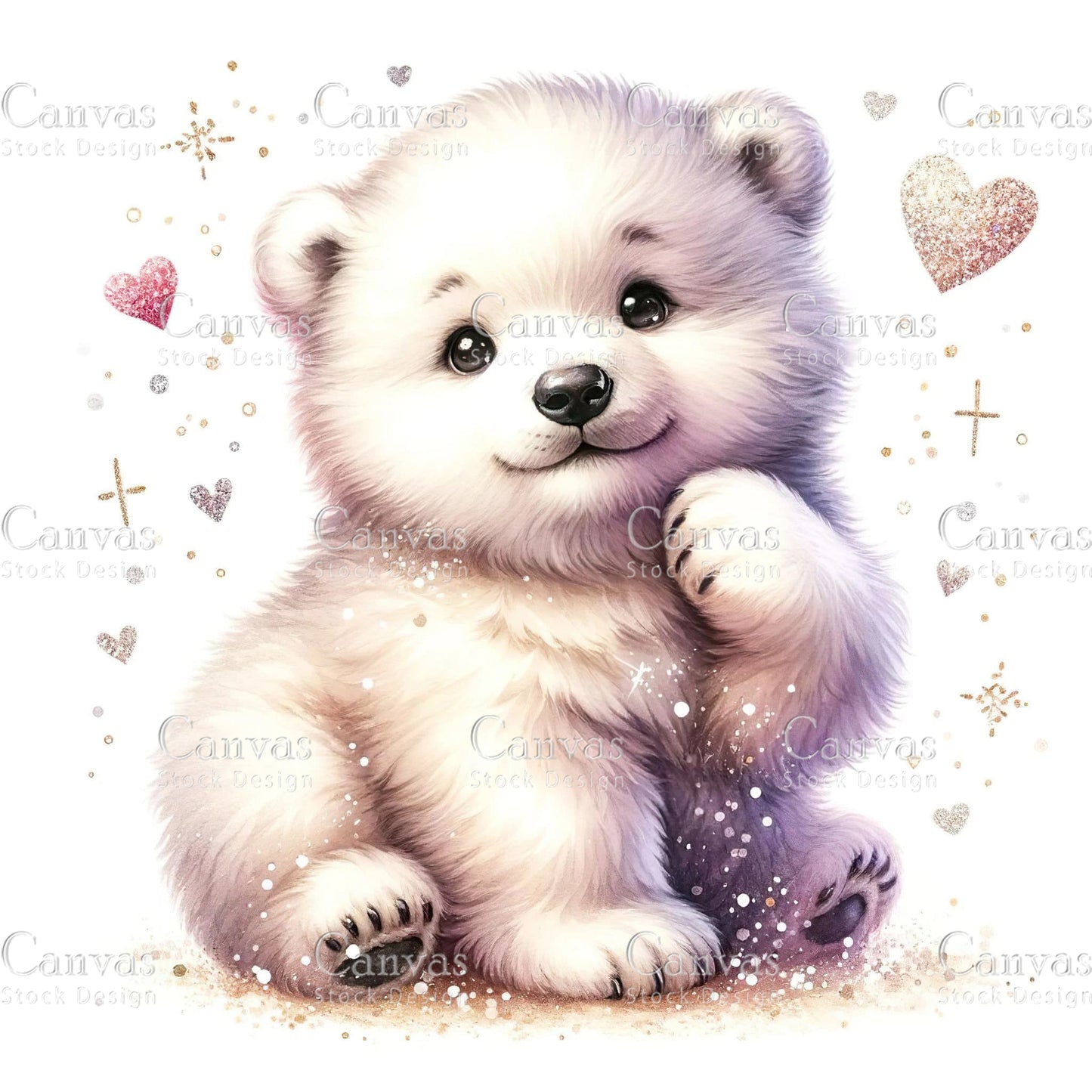 Watercolour Polar Bear, Baby Animals, Animal Clipart, Watercolor Animals, Animal Stickers, Summer Clipart, Fantasy Clipart