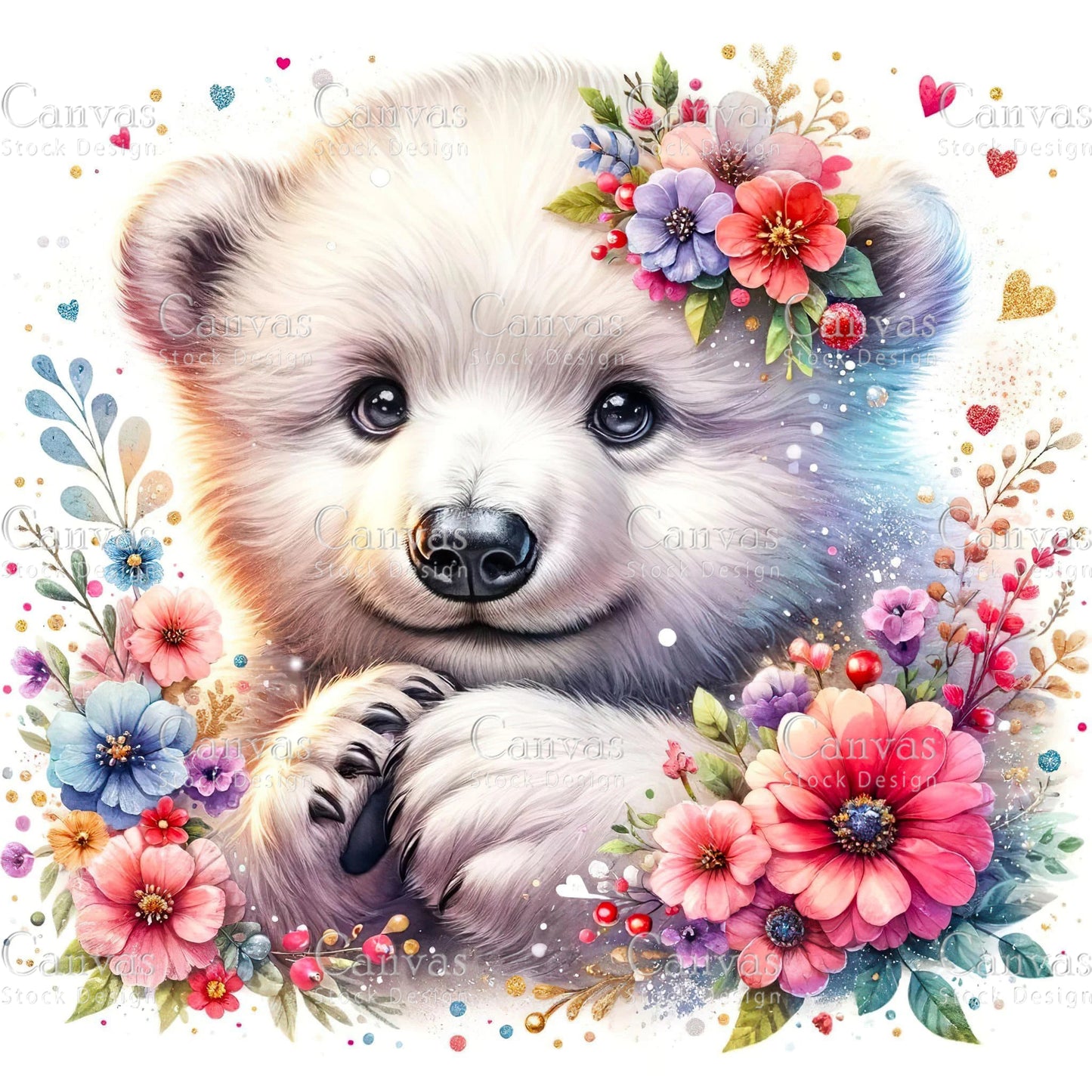 Watercolour Polar Bear, Baby Animals, Animal Clipart, Watercolor Animals, Animal Stickers, Summer Clipart, Fantasy Clipart