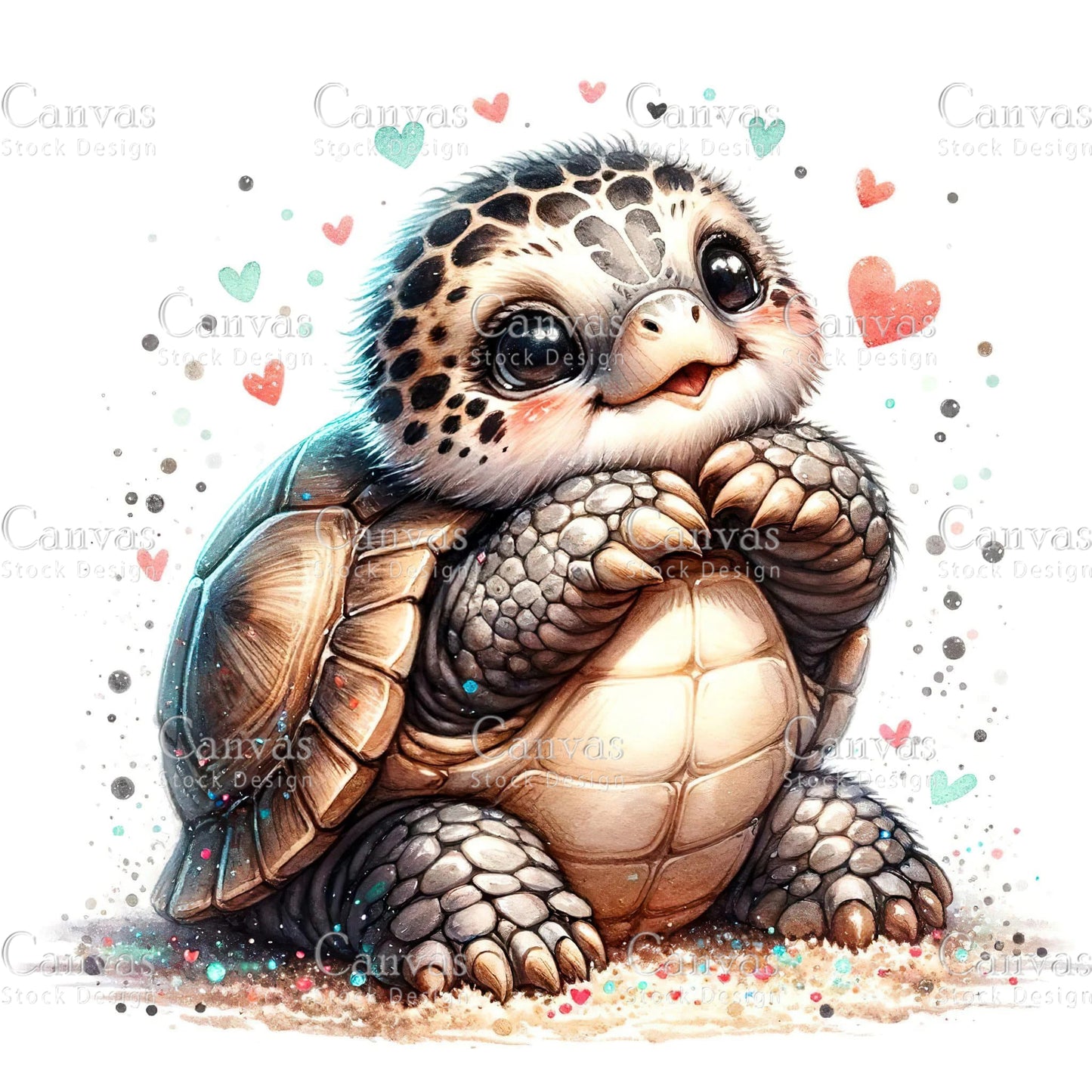 Watercolour Turtle, Baby Animals, Animal Clipart, Watercolor Animals, Animal Stickers, Summer Clipart, Fantasy Clipart