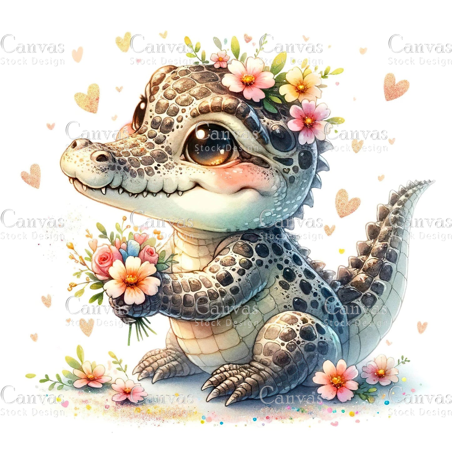 Watercolour Crocodile, Baby Animals, Animal Clipart, Watercolor Animals, Animal Stickers, Summer Clipart, Fantasy Clipart