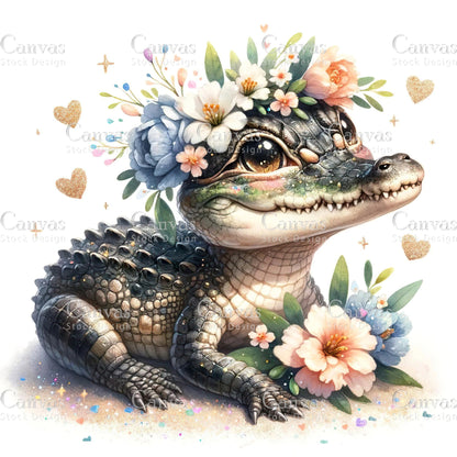 Watercolour Crocodile, Baby Animals, Animal Clipart, Watercolor Animals, Animal Stickers, Summer Clipart, Fantasy Clipart