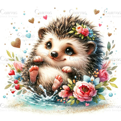 Watercolour Hedgehog, Baby Animals, Animal Clipart, Watercolor Animals, Animal Stickers, Summer Clipart, Fantasy Clipart