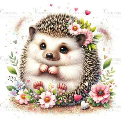 Watercolour Hedgehog, Baby Animals, Animal Clipart, Watercolor Animals, Animal Stickers, Summer Clipart, Fantasy Clipart