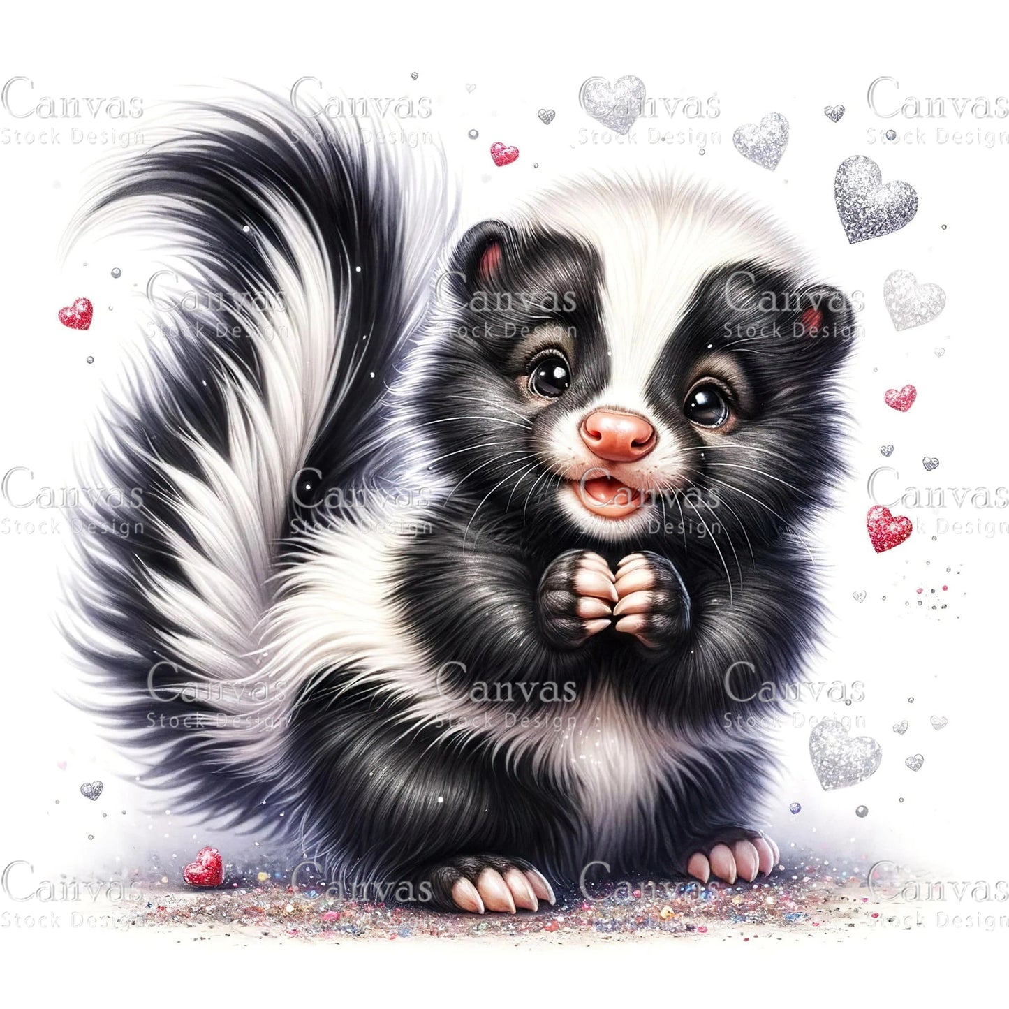 Watercolour Skunk, Baby Animals, Animal Clipart, Watercolor Animals, Animal Stickers, Summer Clipart, Fantasy Clipart