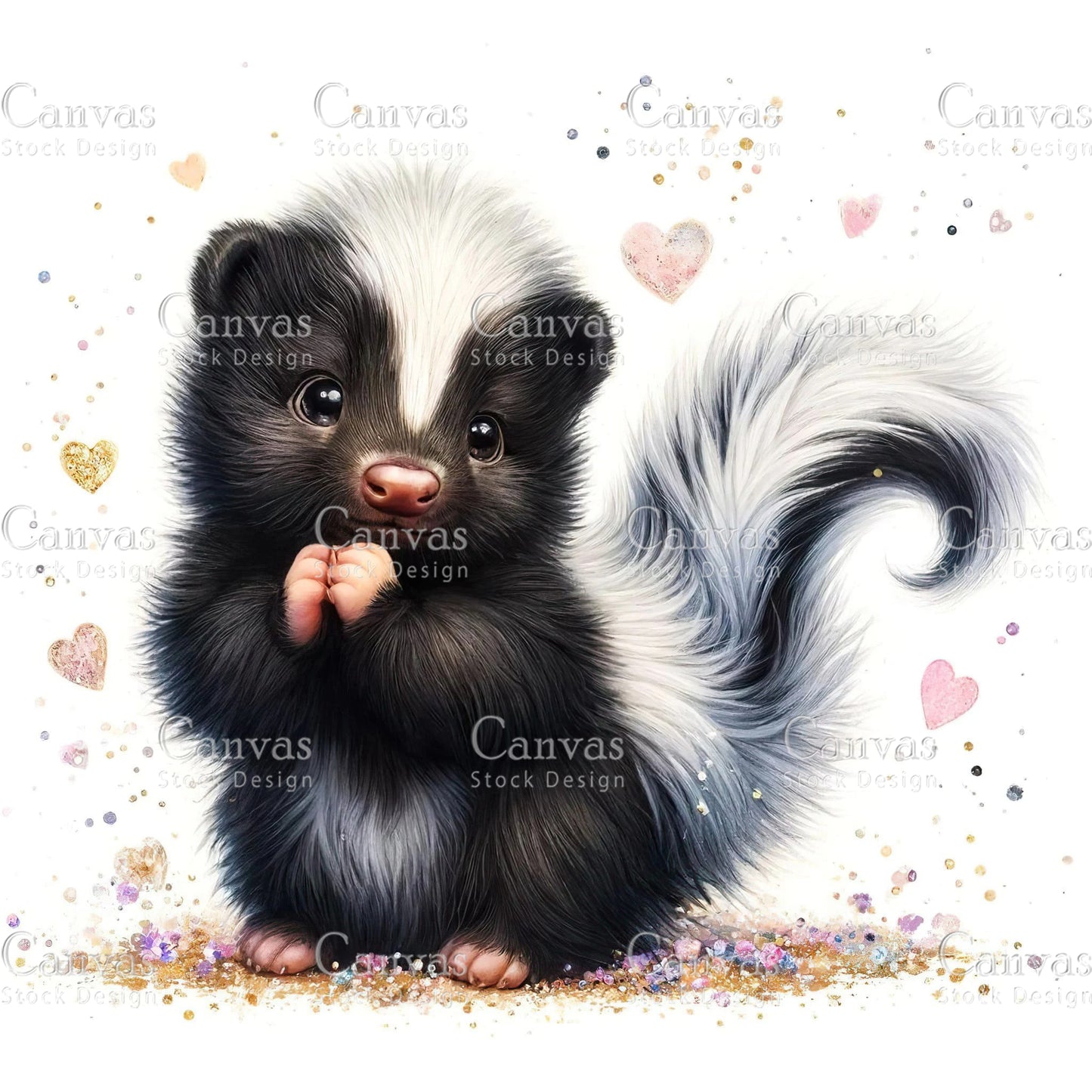 Watercolour Skunk, Baby Animals, Animal Clipart, Watercolor Animals, Animal Stickers, Summer Clipart, Fantasy Clipart