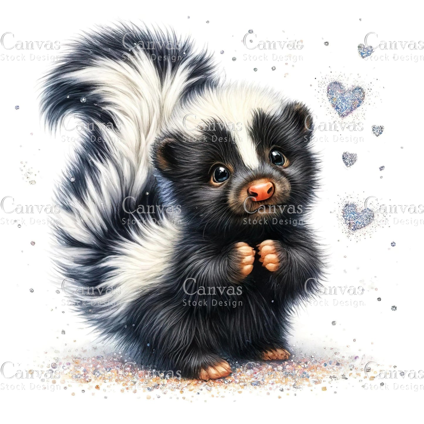 Watercolour Skunk, Baby Animals, Animal Clipart, Watercolor Animals, Animal Stickers, Summer Clipart, Fantasy Clipart